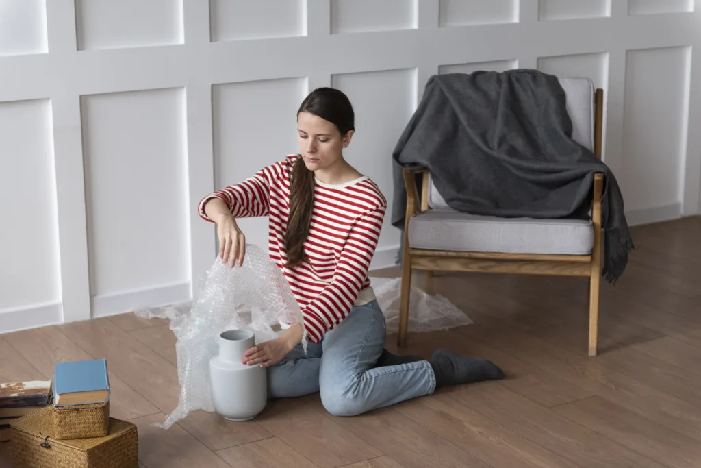 Parent arranging clean, allergen-free space – important environmental step in natural remedies for allergies in kids.